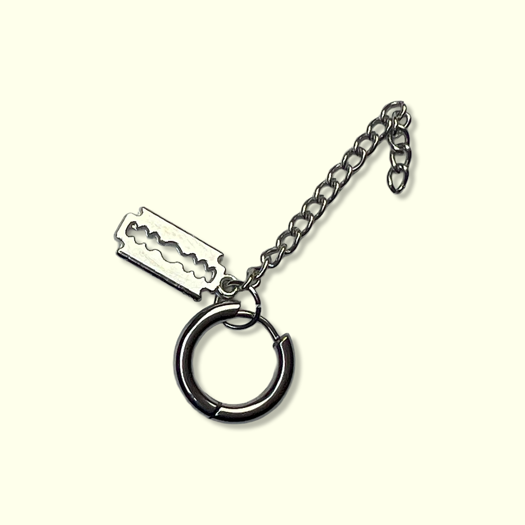 Silver Blade & Hoop Chain Earring