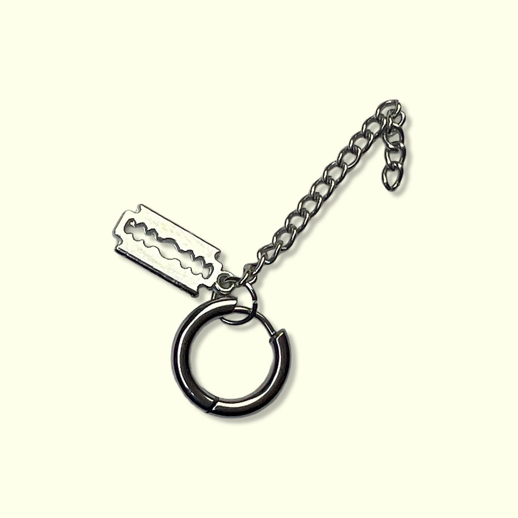 Silver Blade & Hoop Chain Earring