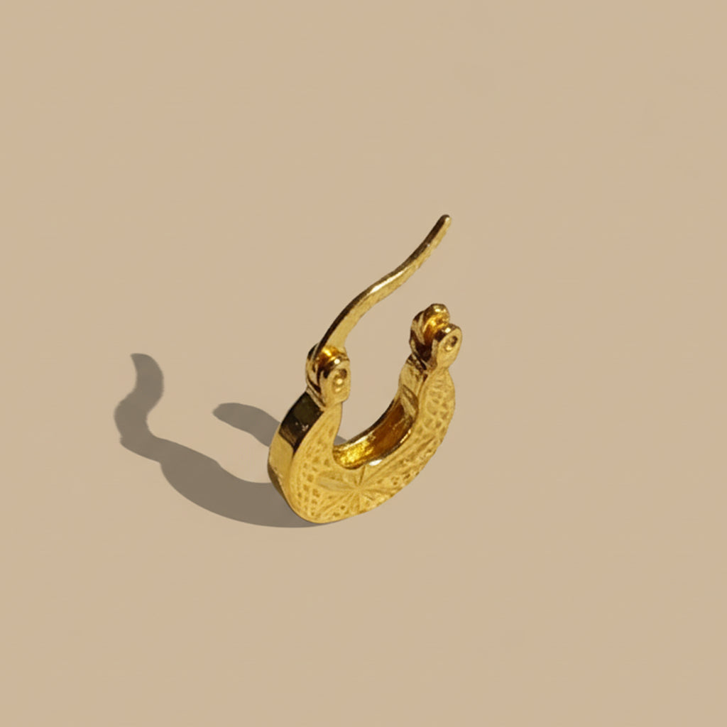 Textured Gold Crescent Hoop Earrings