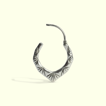 Geometric Sunburst Hoop Earrings – Silver Finish