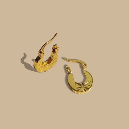 Textured Gold Crescent Hoop Earrings