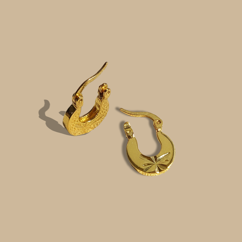 Textured Gold Crescent Hoop Earrings