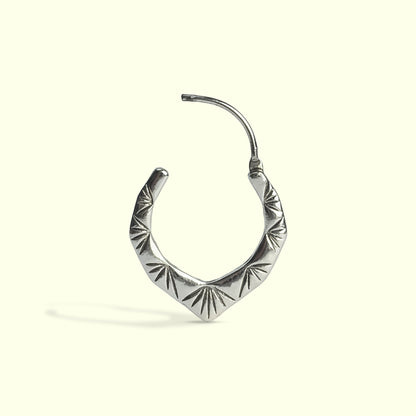 Geometric Sunburst Hoop Earrings – Silver Finish