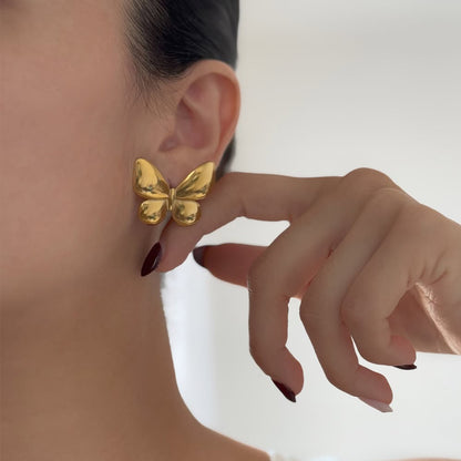 Golden Butterfly Stud Earrings – Minimal Chic