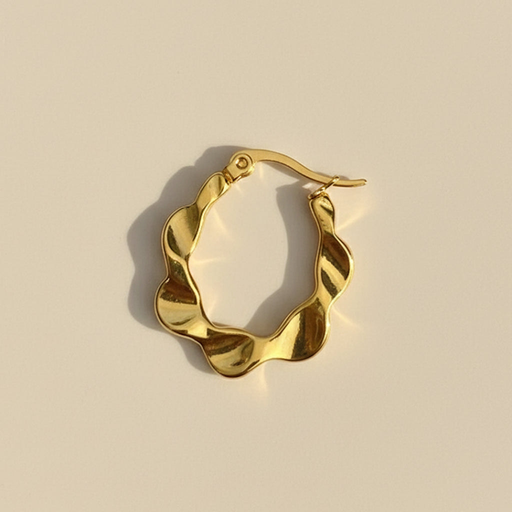Wavy Gold Hoop Earrings – Statement Design