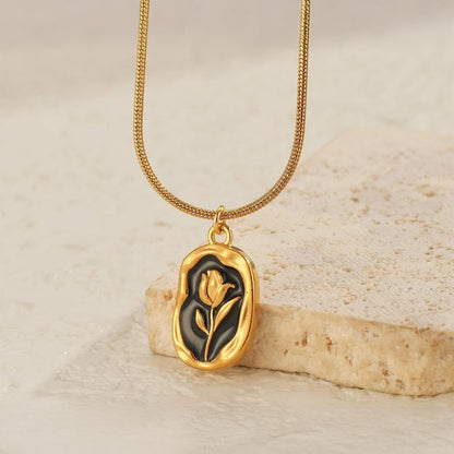 Midnight Rose Golden Pendant Necklace