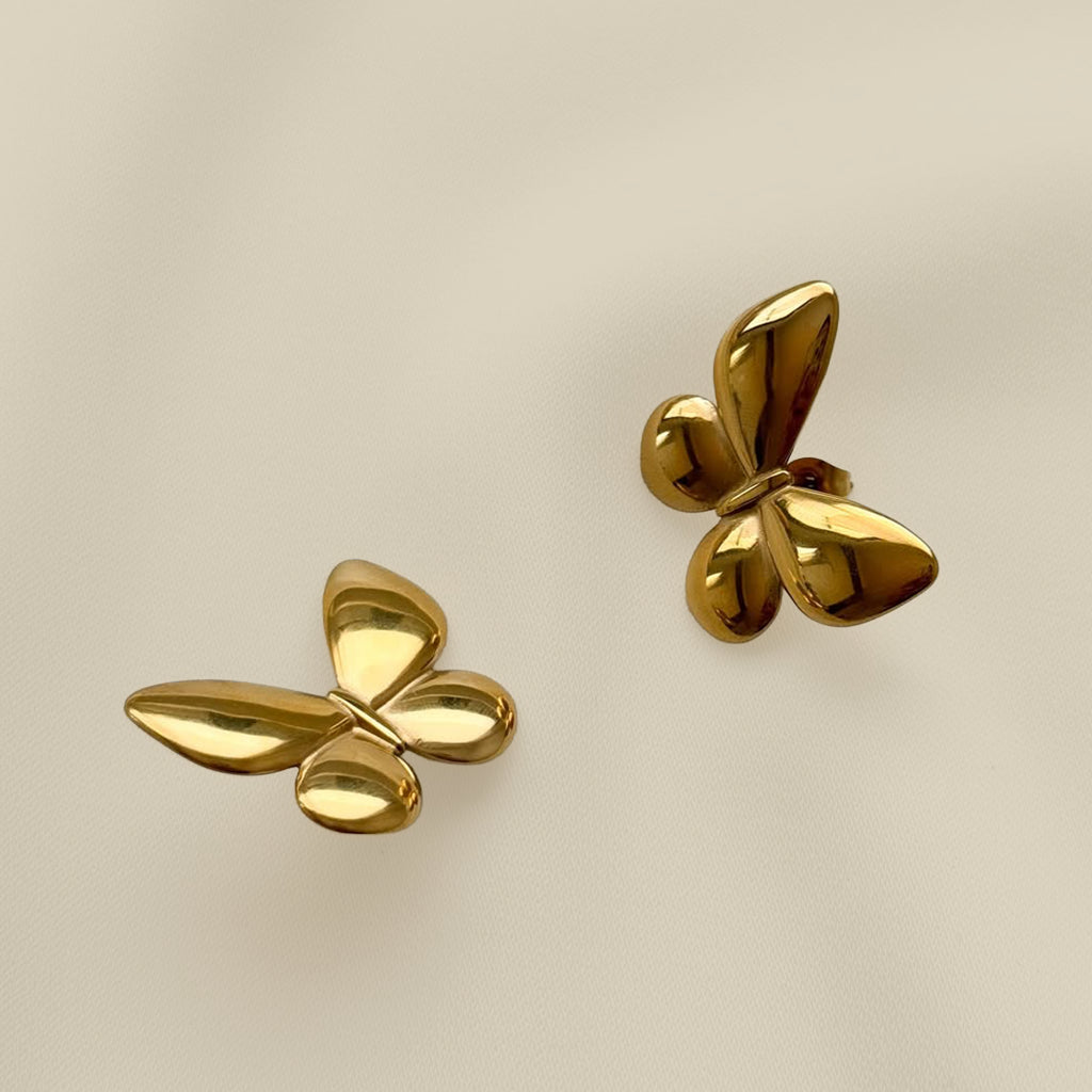Golden Butterfly Stud Earrings – Minimal Chic