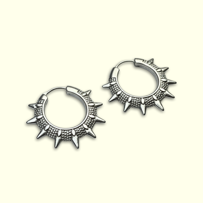 Tribal Spike Hoop Earrings – Antique Silver Finish