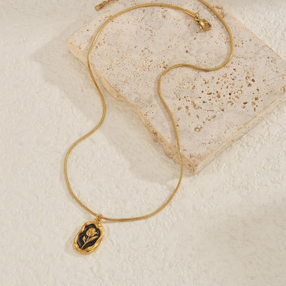 Midnight Rose Golden Pendant Necklace