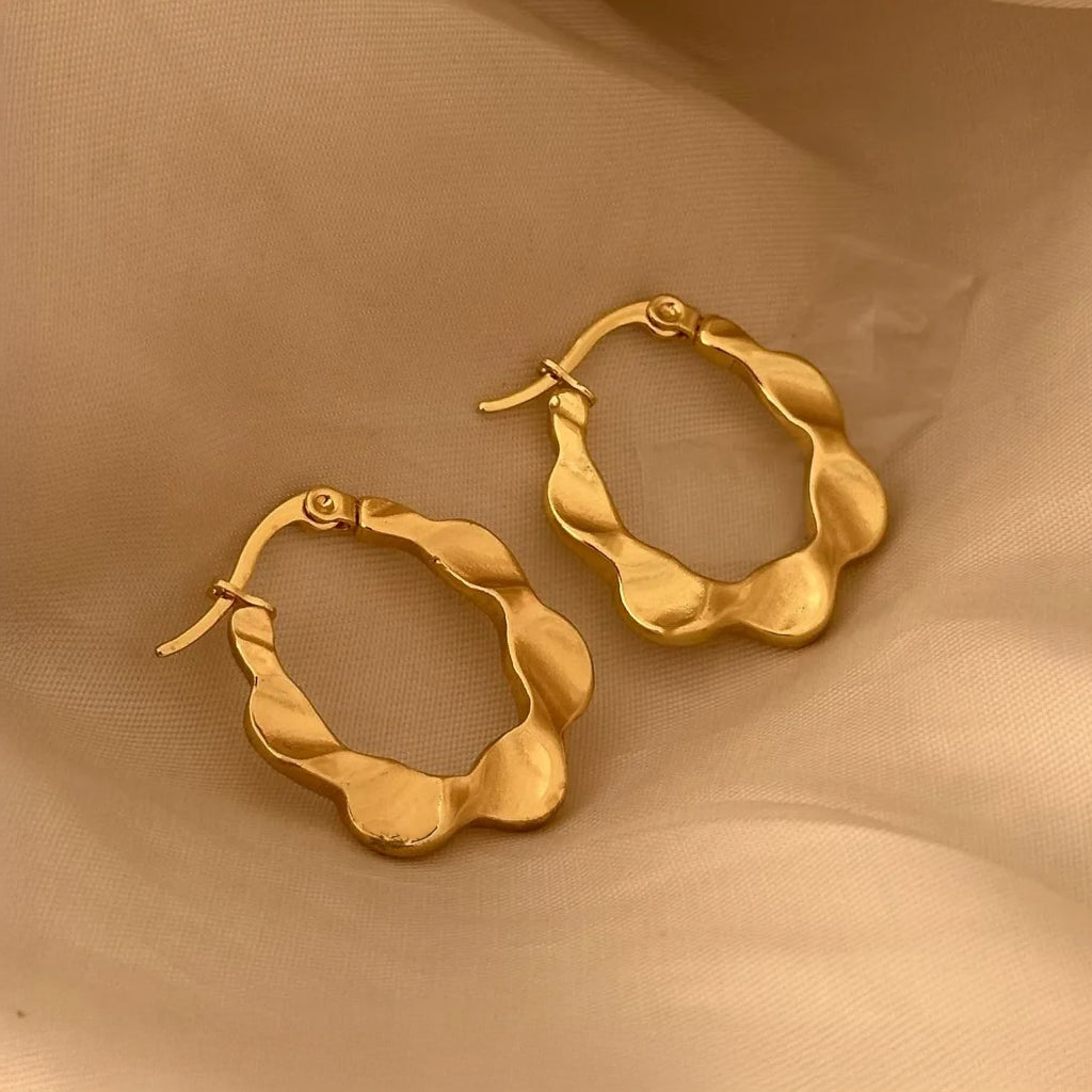 Wavy Gold Hoop Earrings – Statement Design