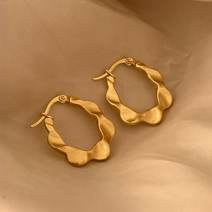 Wavy Gold Hoop Earrings – Statement Design