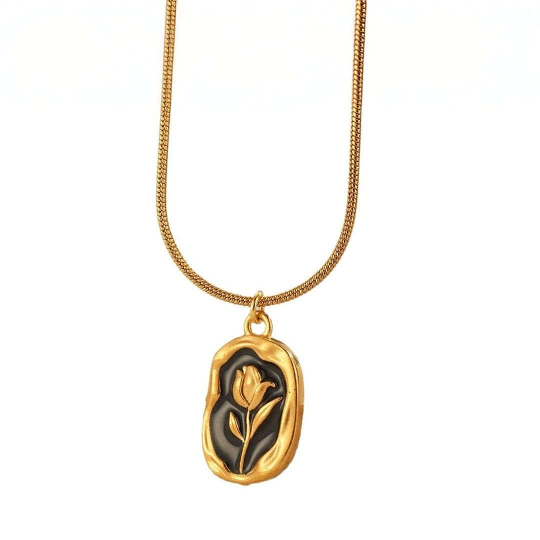 Midnight Rose Golden Pendant Necklace