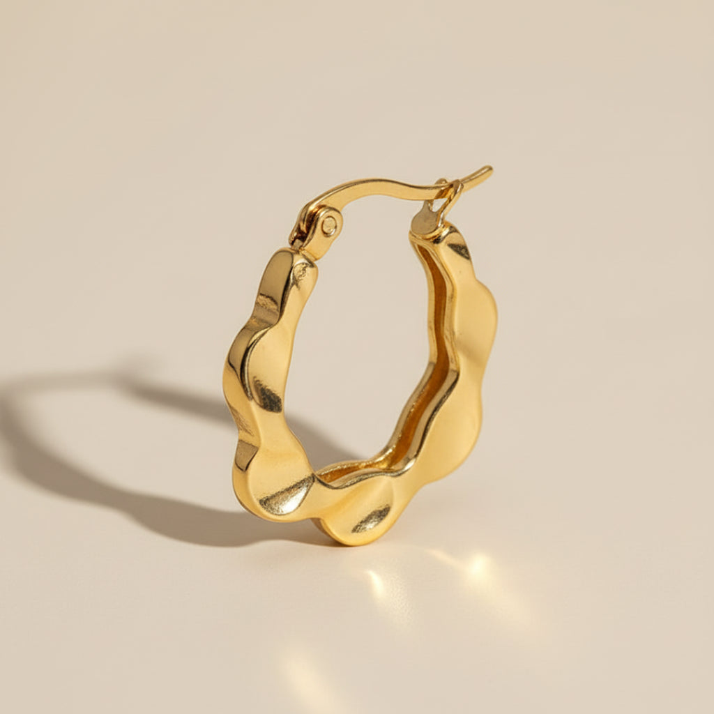 Wavy Gold Hoop Earrings – Statement Design