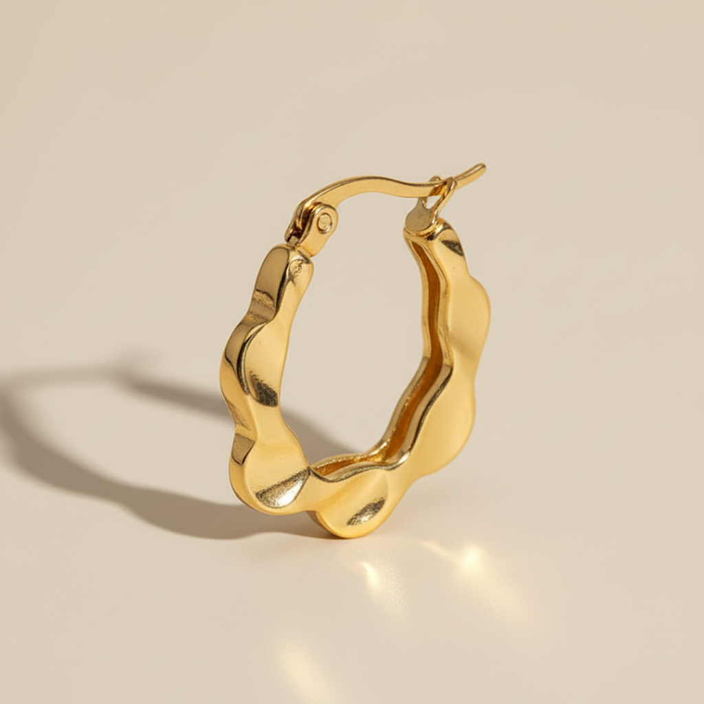 Wavy Gold Hoop Earrings – Statement Design