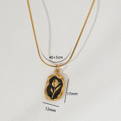 Midnight Rose Golden Pendant Necklace